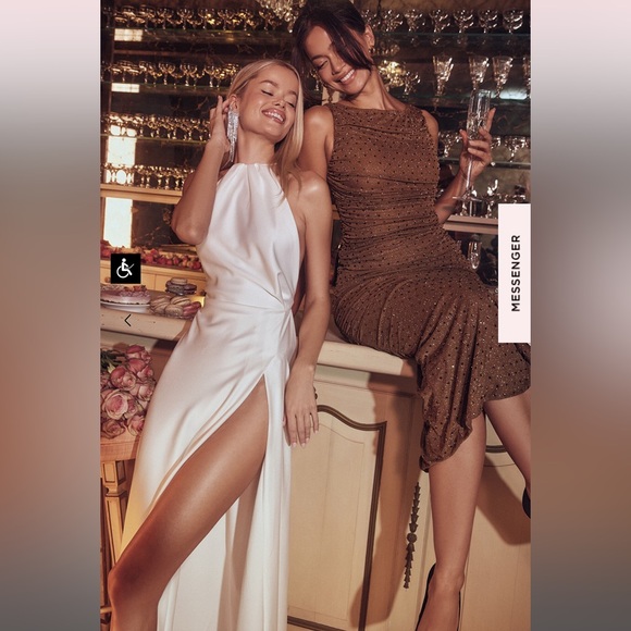 House of CB Zanab Thigh High Slit Open Back Satin Maxi Dress Ivory Cream 🤍 - Picture 4 of 16